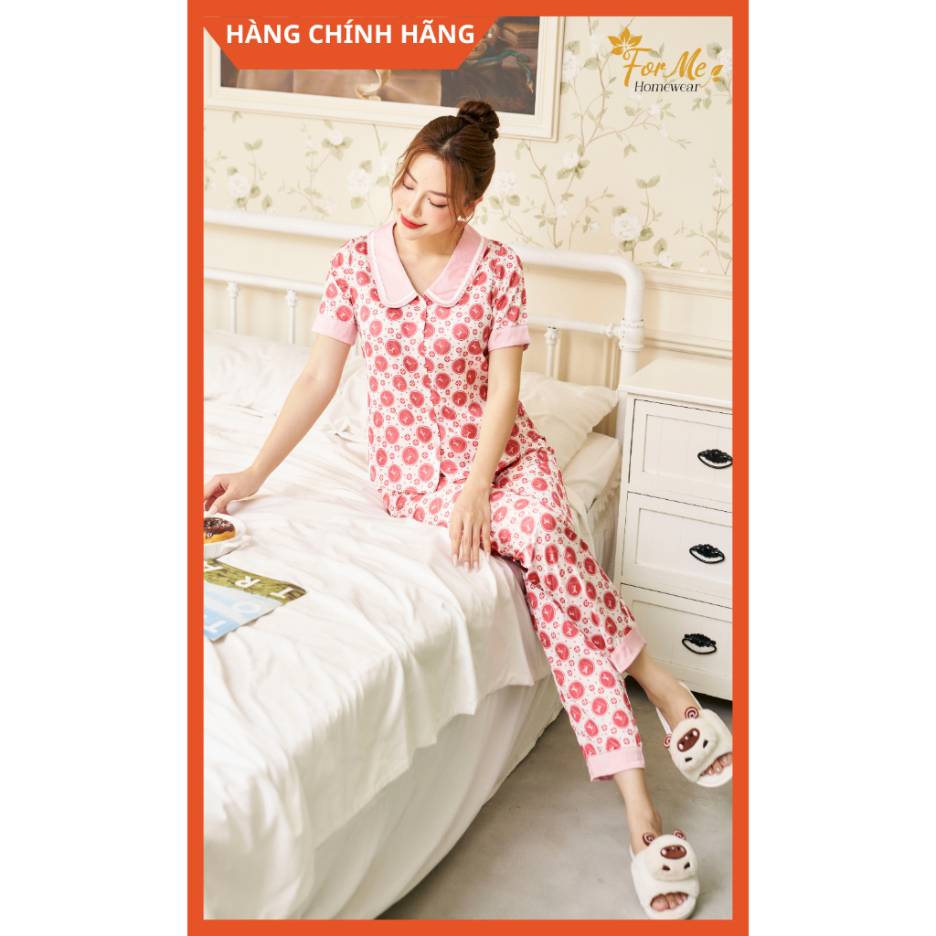 Bộ Lụa Hàn cao cấp Ngắn Tay Quần Dài CHẤM BI TRÒN 10, Hàng Chính Hãng ForMe Pijamas