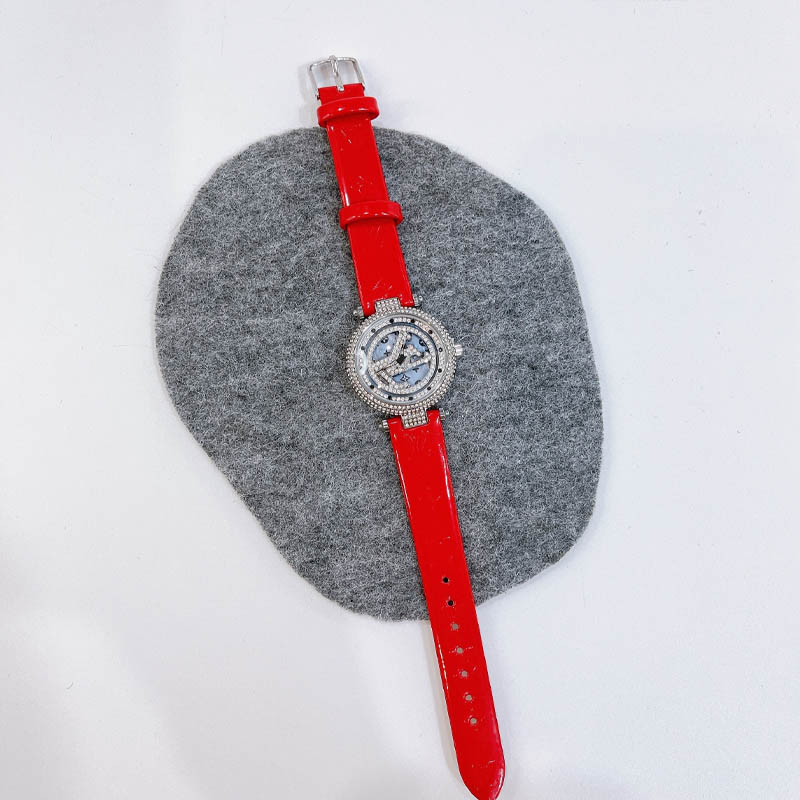 Đồng hồ dây da nữ LV, mặt đính đá, size 30mm, mặt xoay, chống nước, máy pin sang trọng dành cho nữ bảo hành máy 6 tháng