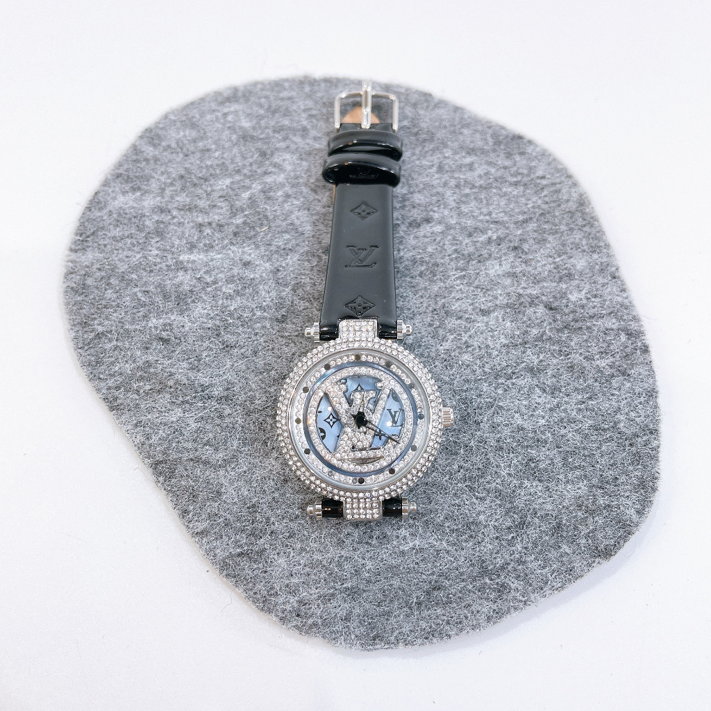Đồng hồ dây da nữ LV, mặt đính đá, size 30mm, mặt xoay, chống nước, máy pin sang trọng dành cho nữ bảo hành máy 6 tháng