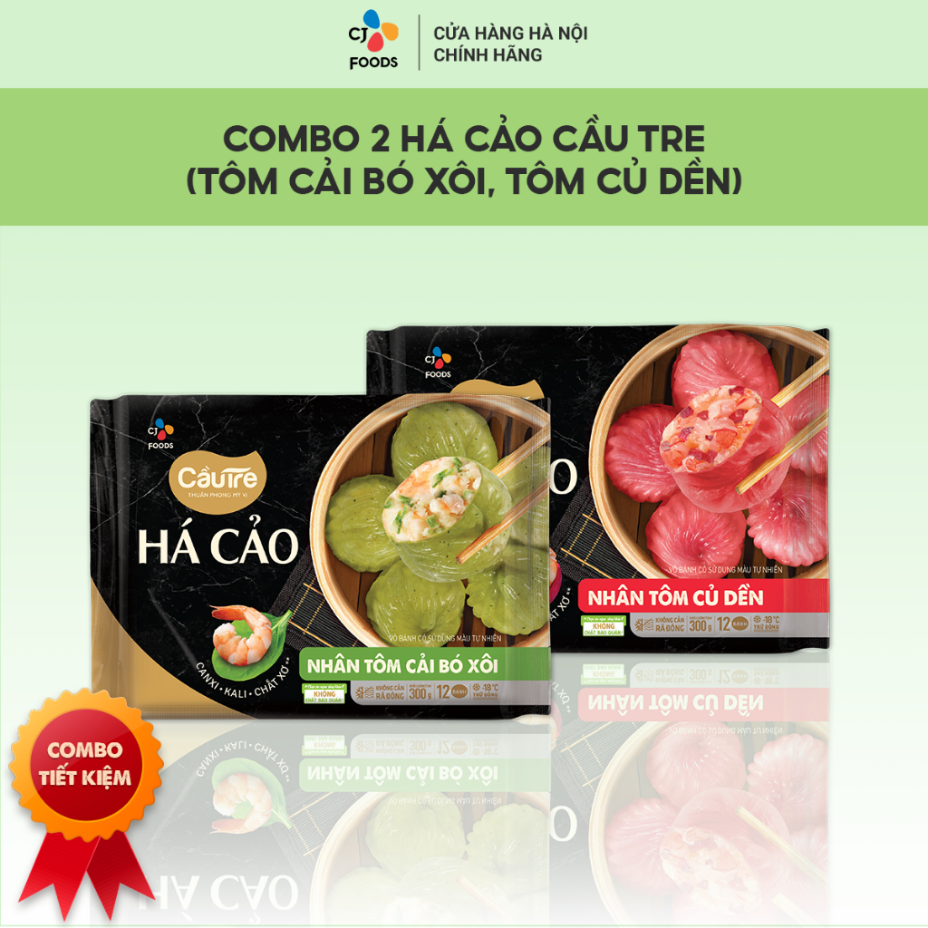 COMBO 02 Há cảo Cầu Tre nhân Tôm Cải bó xôi & Tôm Củ dền