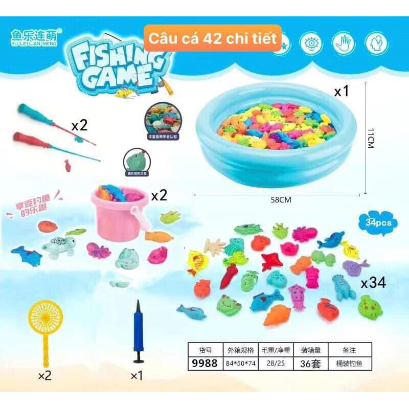 BỘ ĐỒ CHƠI CÂU CÁ 42 CHI TIẾT CÓ NĂM CHÂM