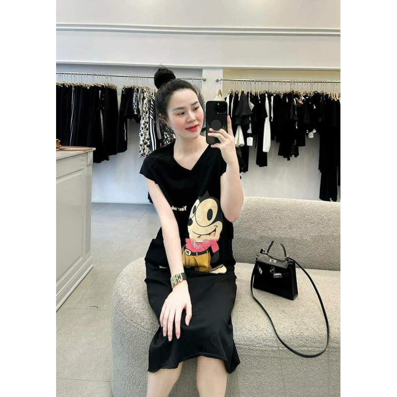 VÁY XUÔNG MICKEY CỔ TIM NỮ