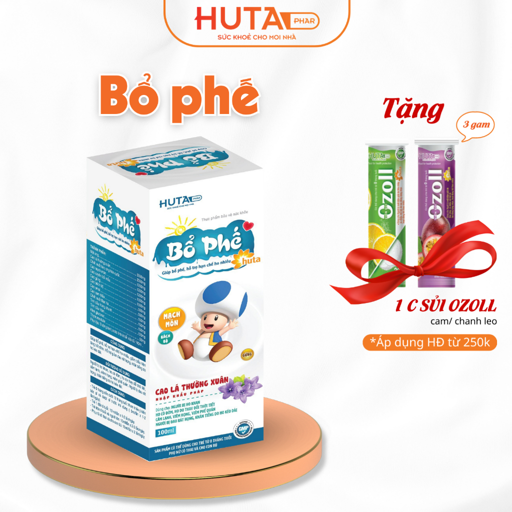 Siro ho cho bé BỔ PHẾ HUTA , dùng được cho trẻ từ 0 tháng tuổi, lọ 100ml