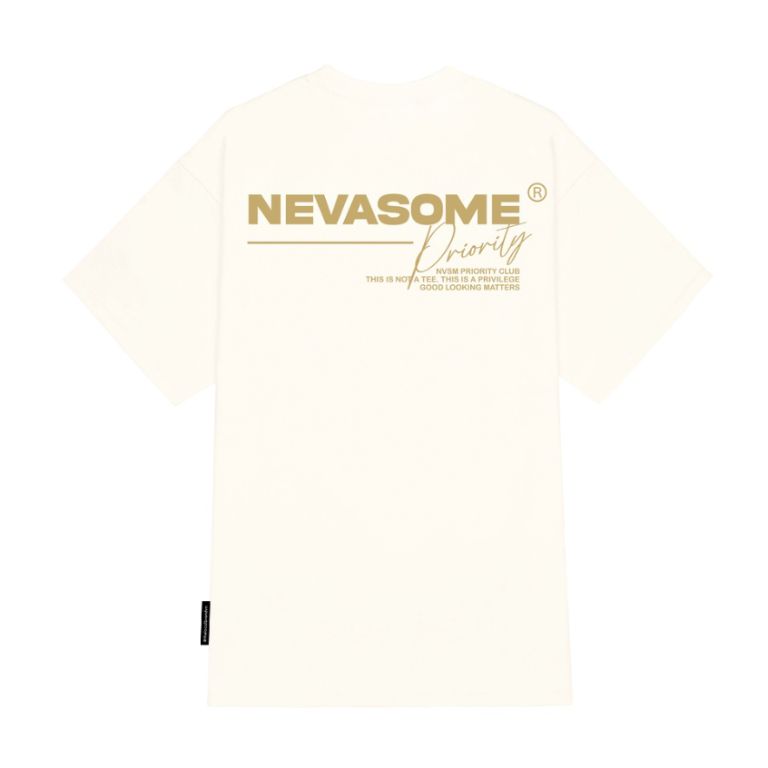 Áo thun tay lỡ NEVASOME Priority, Áo phông Unisex nam nữ Cotton 2 chiều oversize form rộng PLEASURE BRAND