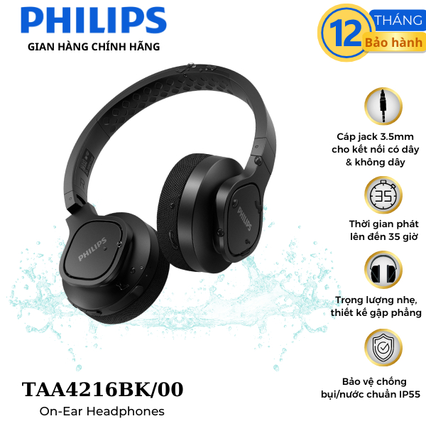 Tai nghe PHILIPS chính hãng TAA4216BK/00 - Màu đen