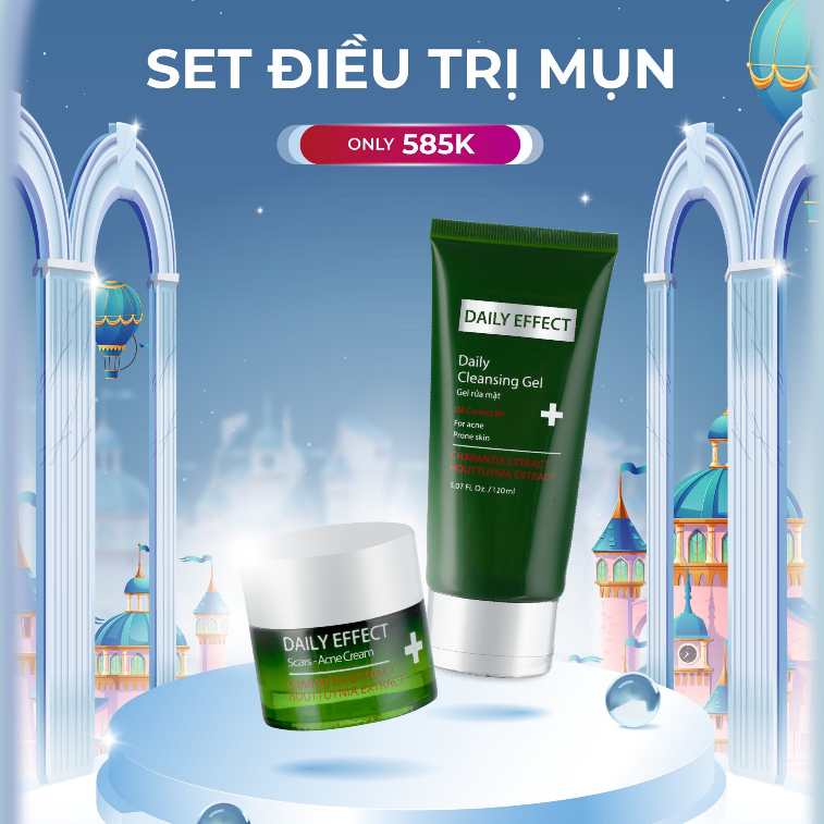 Combo Set 2 sản phẩm DAILY EFFECT Kem Chấm Mụn Khổ Qua Rừng Rau Díp Cá Hoa Cúc Sữa Rửa Mặt