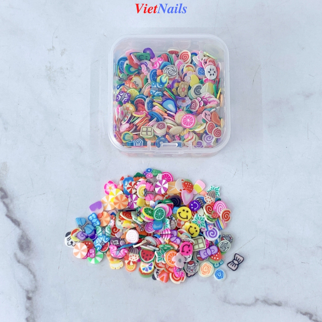 Hộp Charm Sáp Nail Hình Thú Cute, Hình Trái Cây, Trang Trí Ẩn Gel, Ẩn Bột Phong Cách Hàn Quốc
