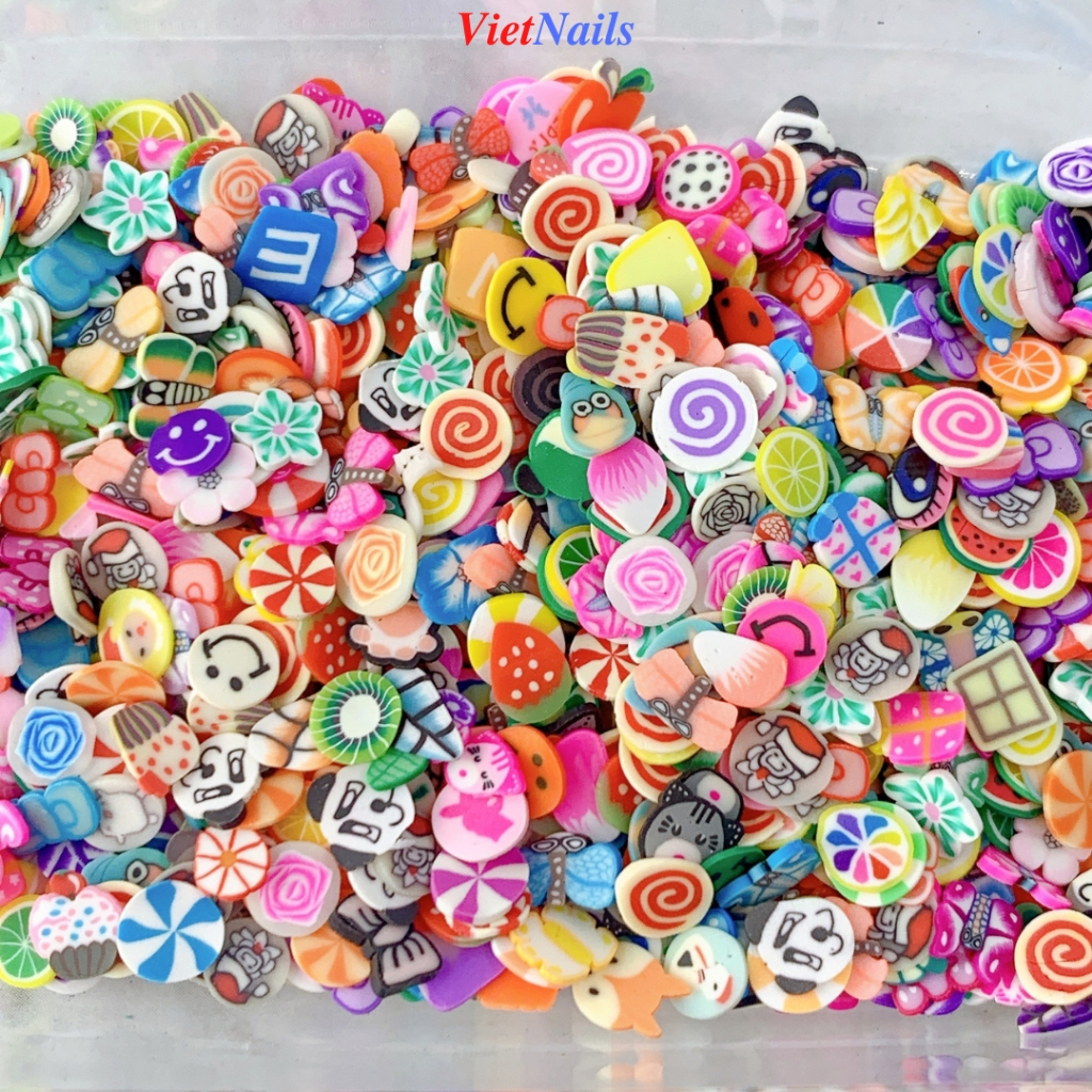Hộp Charm Sáp Nail Hình Thú Cute, Hình Trái Cây, Trang Trí Ẩn Gel, Ẩn Bột Phong Cách Hàn Quốc
