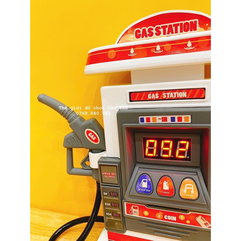 Xe đồ chơi trẻ em mô hình trạm đổ xăng ô tô có đèn nhạc và khói cho bé