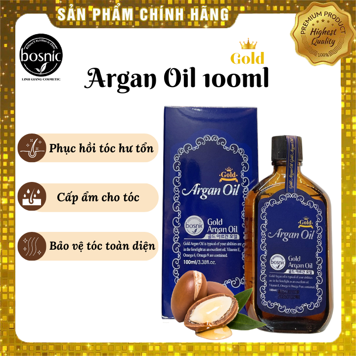 Tinh Dầu Dưỡng Phục Hồi Tóc Hư Tổn - Argan Oil Gold 100ML Chính Hãng Bosnic