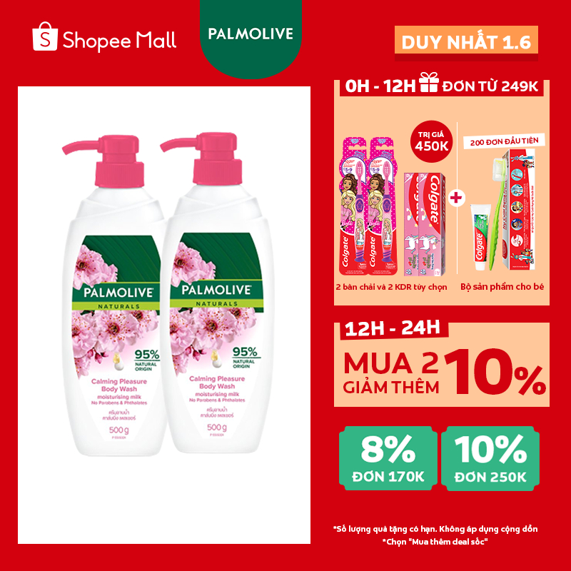 Bộ đôi Sữa tắm Palmolive chiết xuất từ hoa anh đào & sữa 500g
