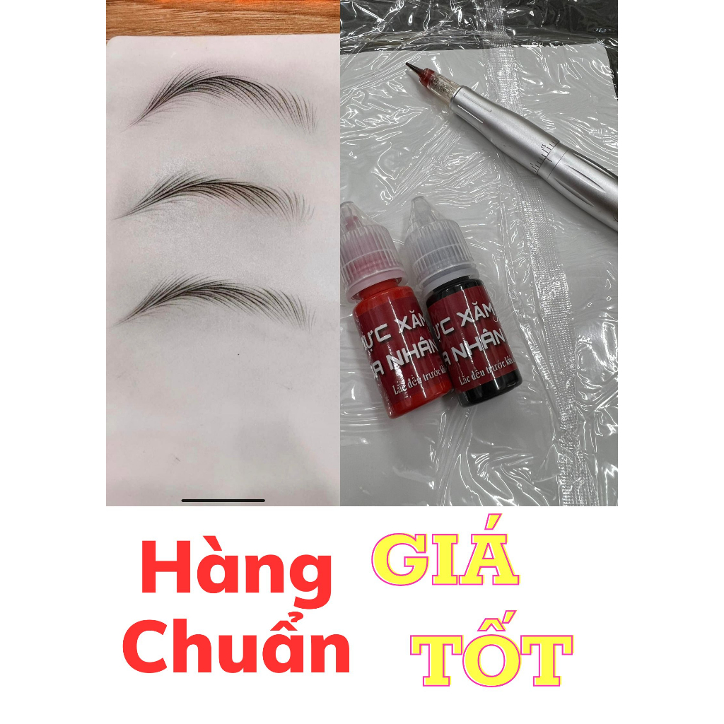 Mực Tập Phun Xăm PEONY - Mực Học Phun Xăm trên Da Giả, Da Nhân Tạo - 2 màu Đỏ Đen - Sánh đặc - Bám màu nhanh