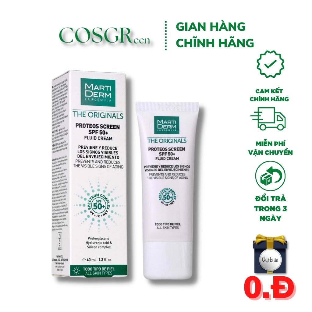 Kem Chống Nắng MartiDerm The Originals Proteos Screen SPF50+ Phổ Rộng Toàn Diện Cho Mọi Loại Da 40ml