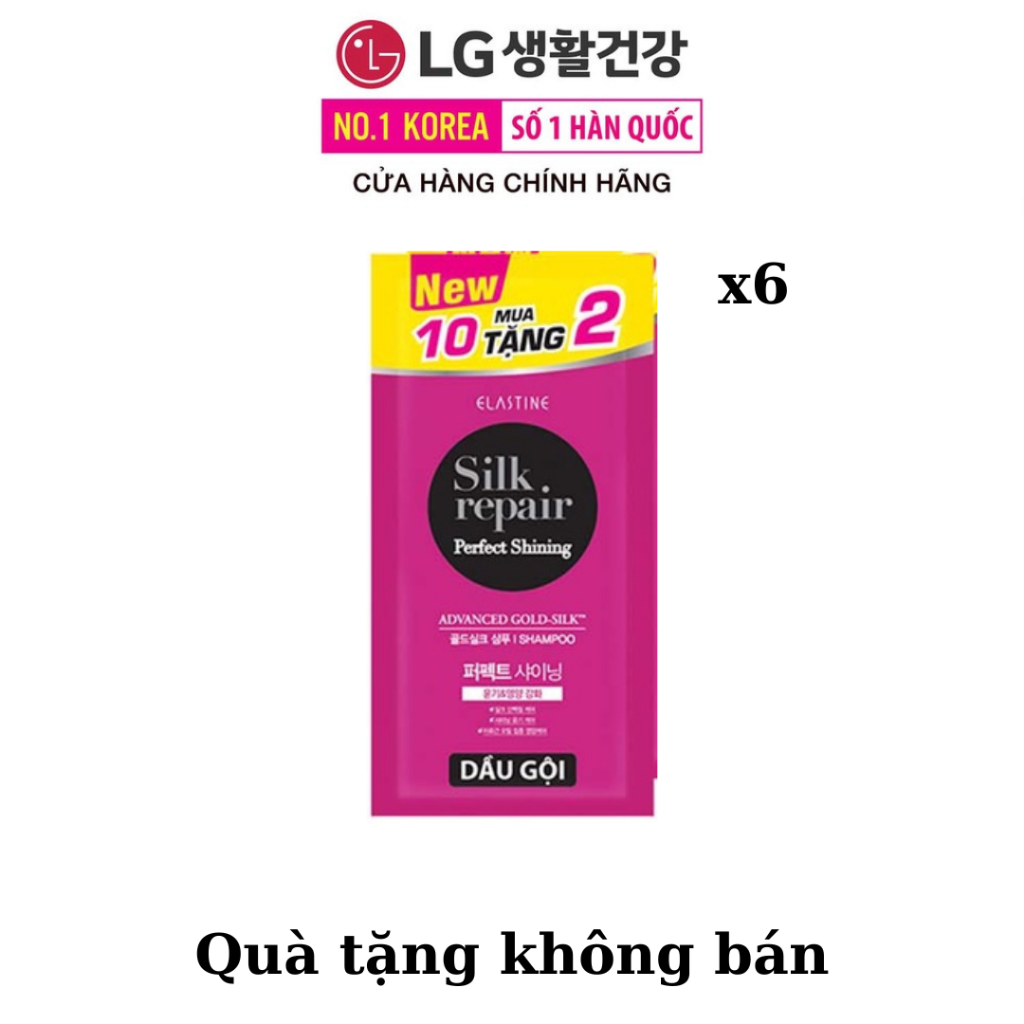 [Quà tặng không bán] Combo 6 gói dầu gội chăm sóc tóc Elastine Silk Repair - Gold Silk hương nước hoa