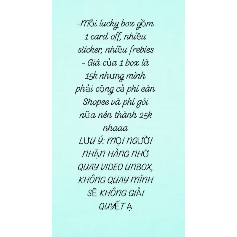 Lucky box BTS có card off 100% và nhiều gift