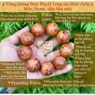 (Xả kho) Vòng phong thủy nu huyết long hút tài vận, vòng gỗ thơm để mộc siêu nhiều tinh dầu, chun chớp,nu hoa huyết long