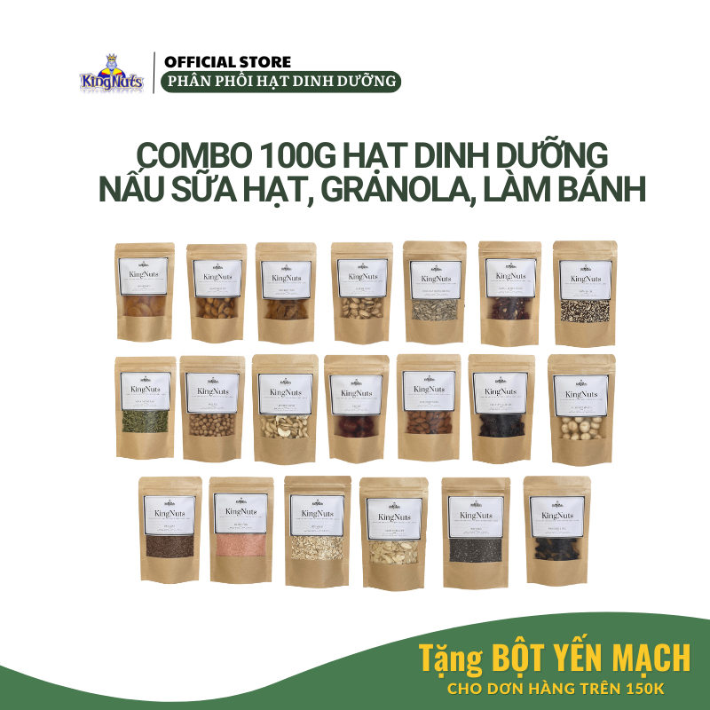 Hạt Dinh Dưỡng Mix Cho Bà Bầu, Cho Bé Ăn Dặm Set 100g Kingnuts