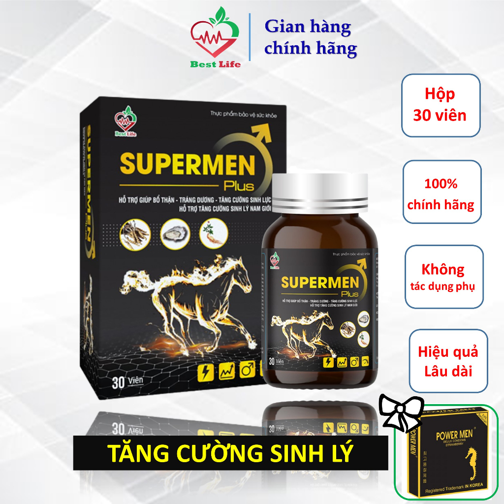 Tăng cường sinh lý Best Life Super men plus Cải thiện yếu sinh lý xuất tinh sớm rối loạn cương dương hộp 30 viên