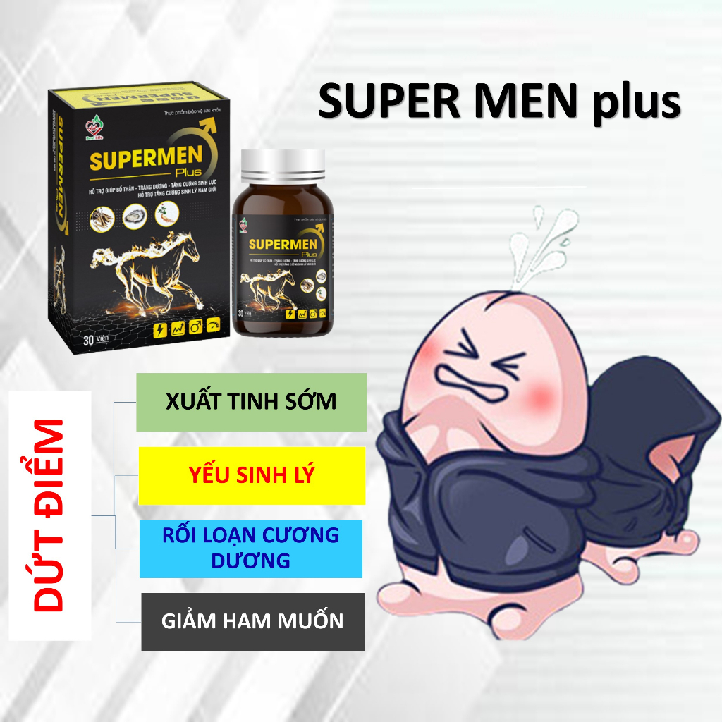 Tăng cường sinh lý Best Life Super men plus Cải thiện yếu sinh lý xuất tinh sớm rối loạn cương dương hộp 30 viên