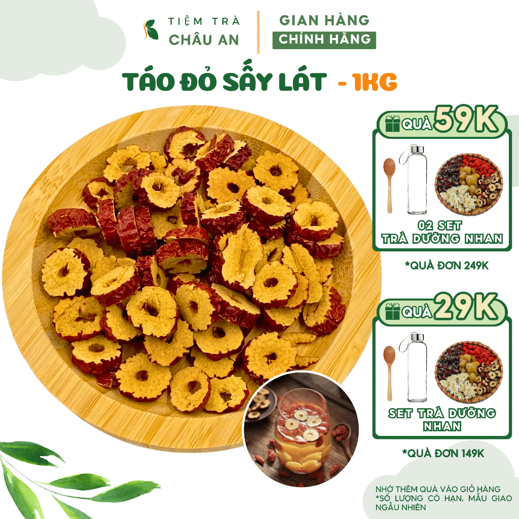 Táo Đỏ Thái Lát Sấy Khô 1Kg Loại Thượng Hạng Hỗ Trợ Giảm Cân, Đẹp Da, Chống Rụng Tóc