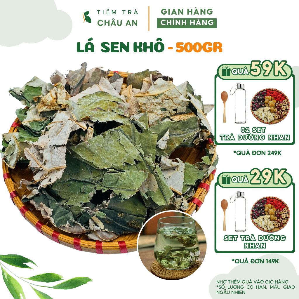 Trà Lá Sen Khô 500G Hỗ Trợ Giảm Cân, Hỗ Trợ Mất Ngủ, Giảm Mỡ Máu Châu An