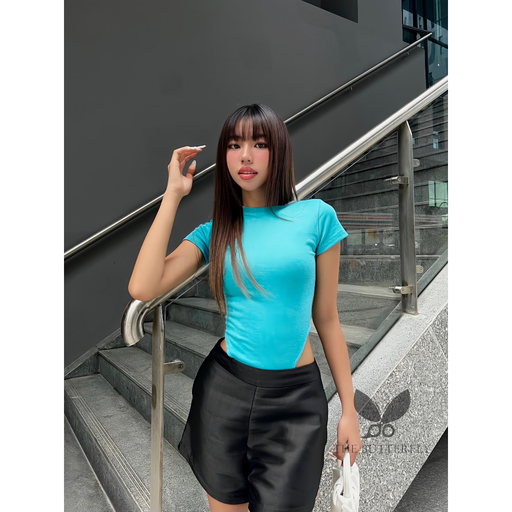 Áo Liền Thân Nữ - Bodysuit Cổ Tròn Tay Ngắn Thun Cotton Lụa Gân Tăm Co Giãn 4 Chiều The Butterfly