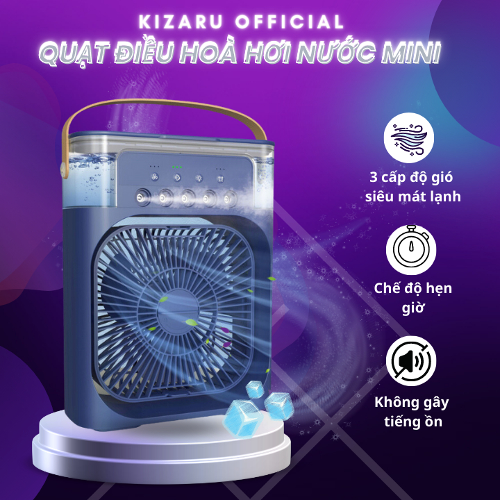 Quạt Điều Hòa Hơi Nước Mini, Quạt Phun Sương Tạo Ẩm Làm Mát Để Bàn, Hẹn Giờ Thông Minh Tích Hợp Đèn Ngủ, Bảo Hành 12 Thá