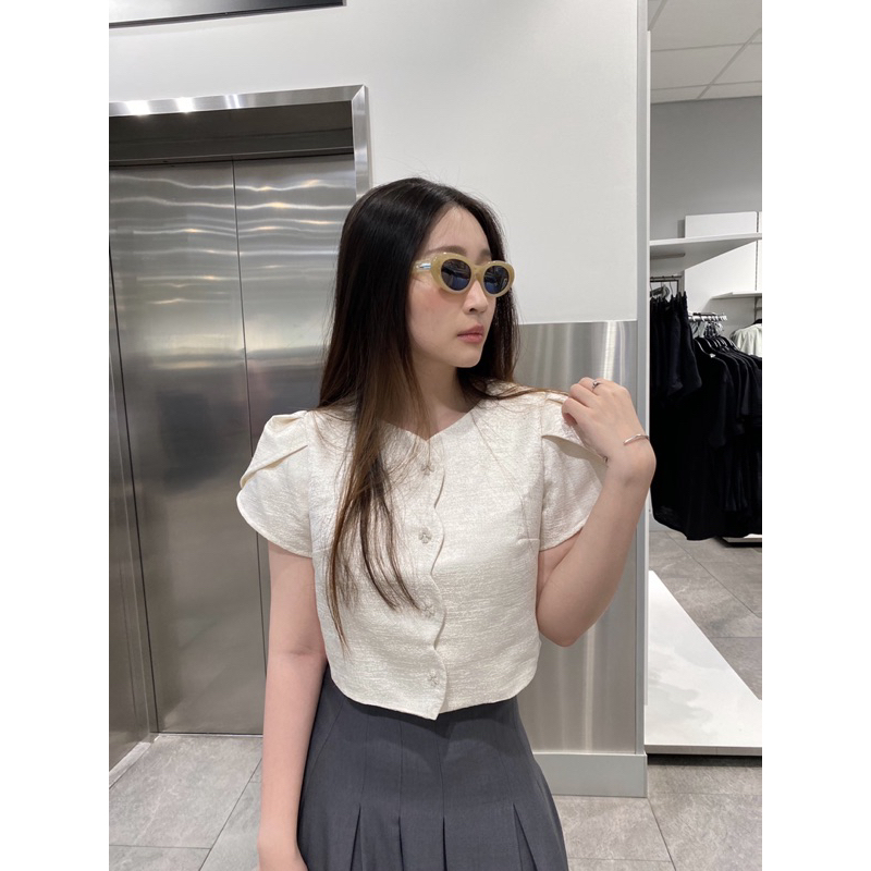 Audrey set- set tafta gấm áo croptop và chân váy ngắn dáng A lượn sóng SEDUISANT.REV