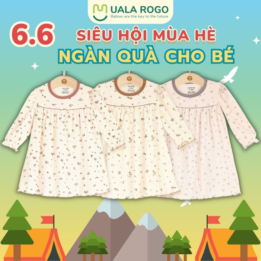 Váy bé gái Ualarogo 6 tháng - 4 tuổi vải modal fabric co giãn thoáng mát