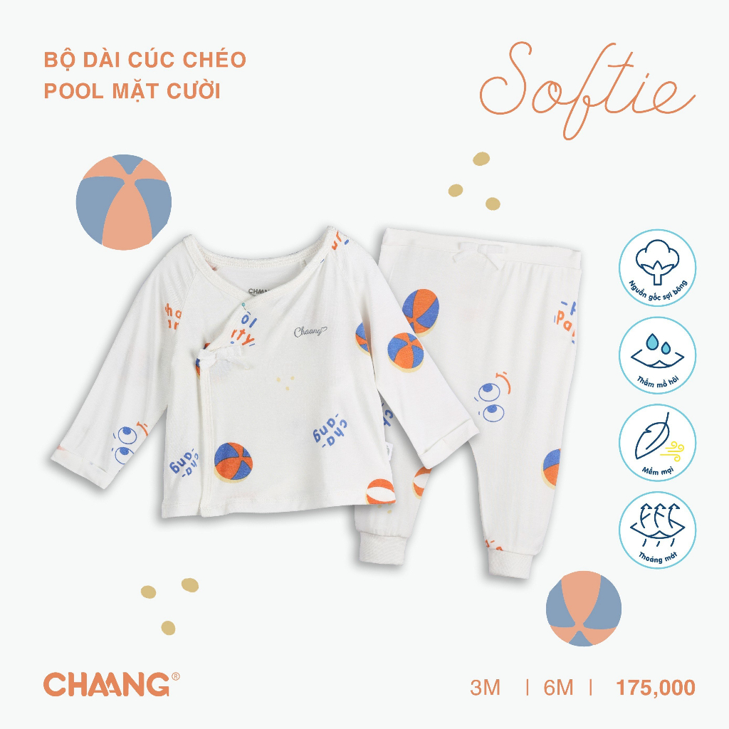Bộ Quần Áo Dài Cúc Chéo Pool Cho Bé Sơ Sinh CHAANG SS23D7