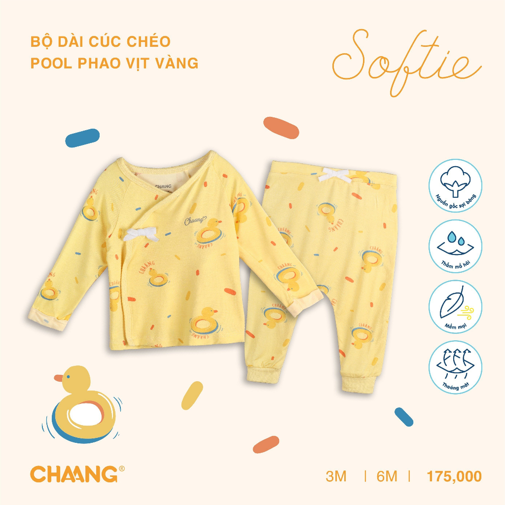 Bộ Quần Áo Dài Cúc Chéo Pool Cho Bé Sơ Sinh CHAANG SS23D7