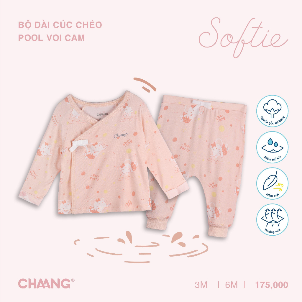 Bộ Quần Áo Dài Cúc Chéo Pool Cho Bé Sơ Sinh CHAANG SS23D7