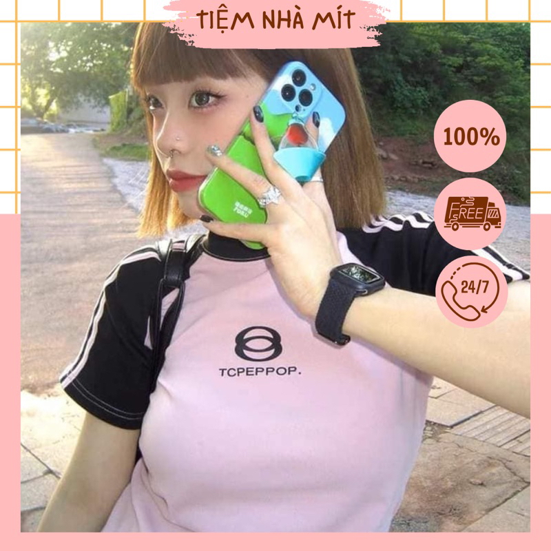 Áo thun bayby tee ,áo hồng phối tay đen thể thao dễ phối