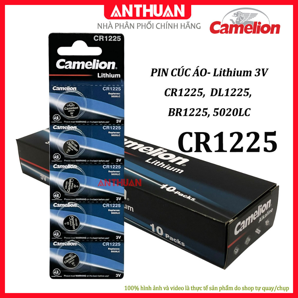 Pin CR1225 Camelion Lithium 3V. Pin đồng hồ chất lượng cao, pin nút áo thay điều khiển, cmos.. 5020LC, DATE 10 NĂM, hàng