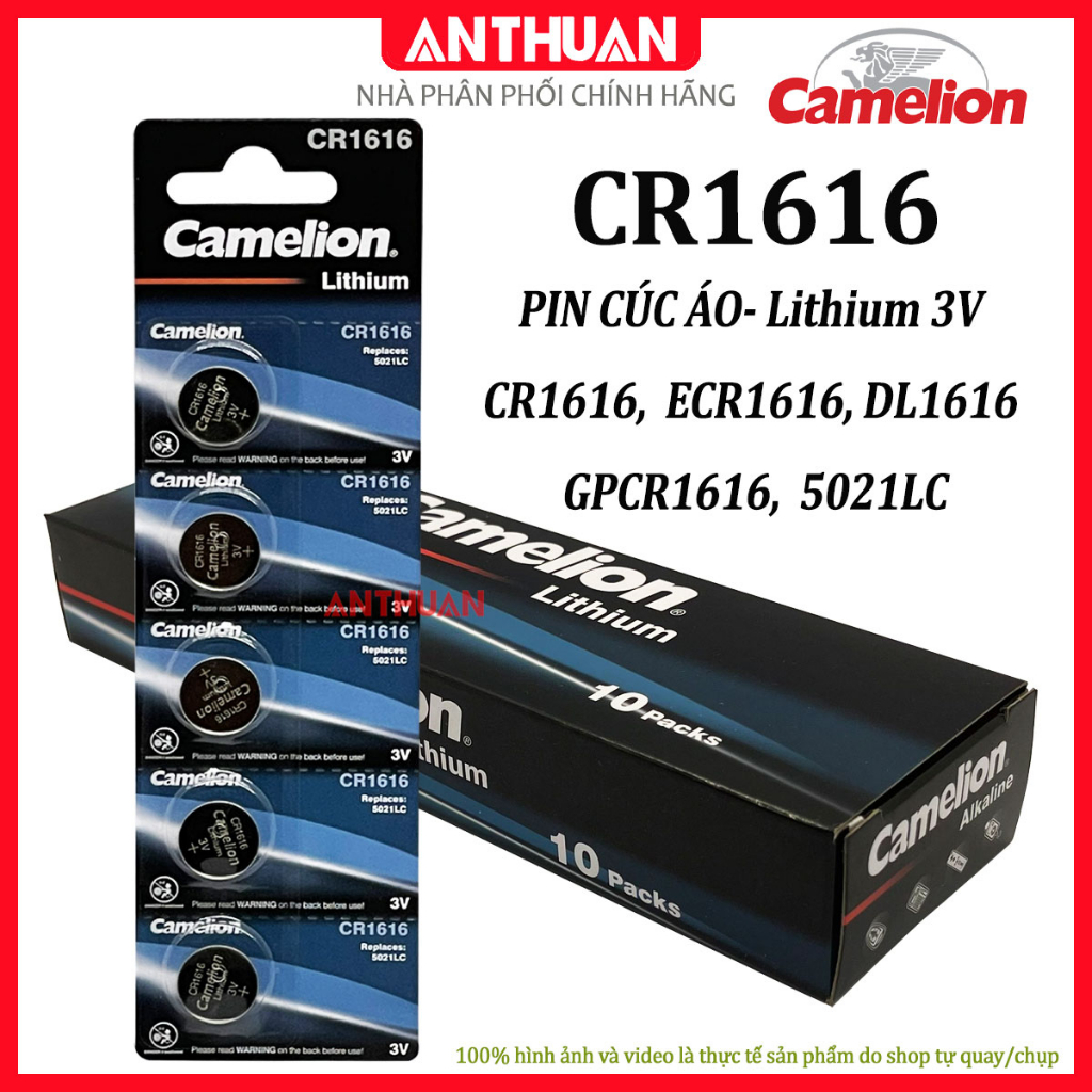 Pin CR1616 Camelion Lithium 3V. Pin đồng hồ chất lượng cao, pin nút áo thay điều khiển, cmos.. 5021LC, DATE 10 NĂM, hàng