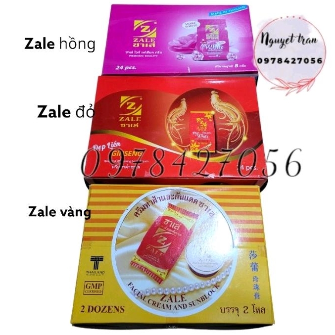 sỉ 24 hộp kem zale đỏ nhân sâm,zale hồng 8g ,zale vàng thái lan chuẩn xịn