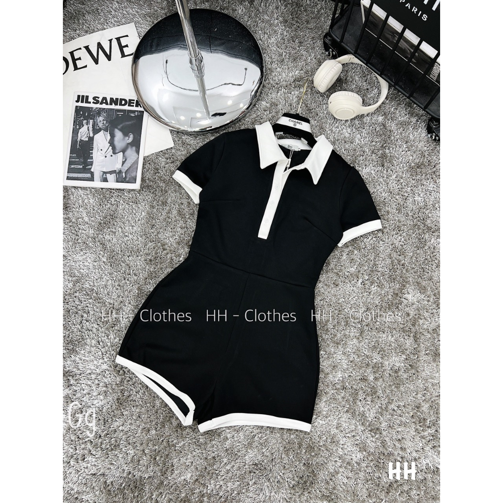 Jump cổ bẻ màu đen viền trắng cổ trắng cực hot , chất thun gân mềm mịn mát