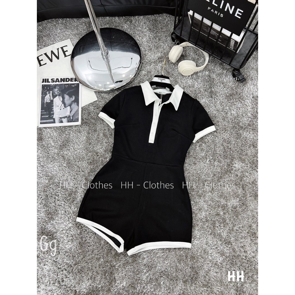 Jump cổ bẻ màu đen viền trắng cổ trắng cực hot , chất thun gân mềm mịn mát