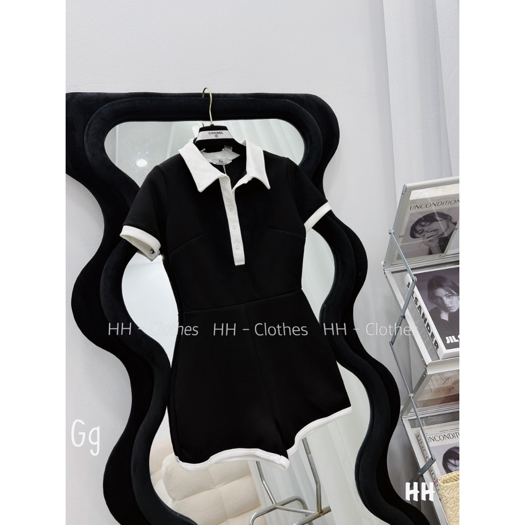 Jump cổ bẻ màu đen viền trắng cổ trắng cực hot , chất thun gân mềm mịn mát