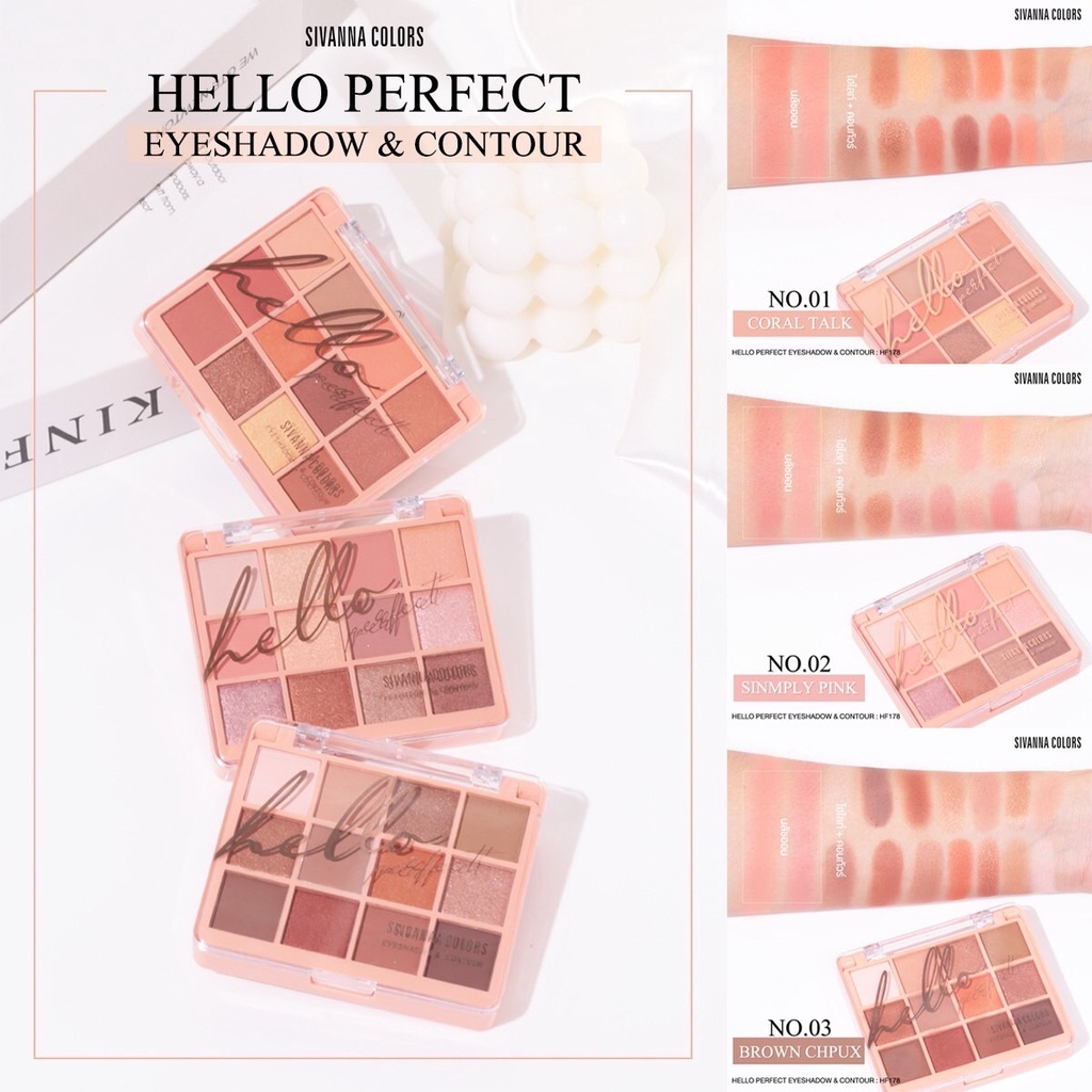 Bảng Phấn Mắt Má Sivanna Colors 16 Gam Màu Hello Perfect Eyeshadow & Contour HF178