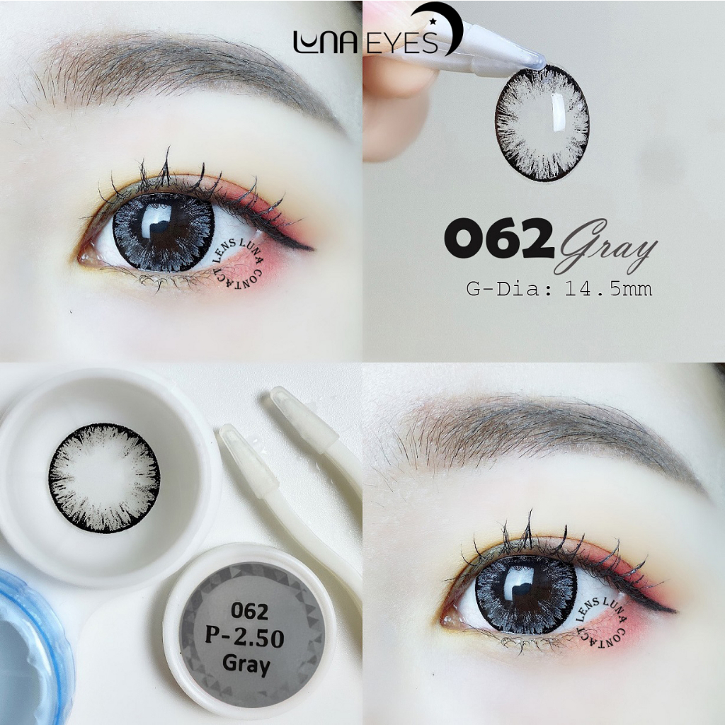 [1 year] Kính áp tròng LUNA EYES 062 GRAY - Lens size to