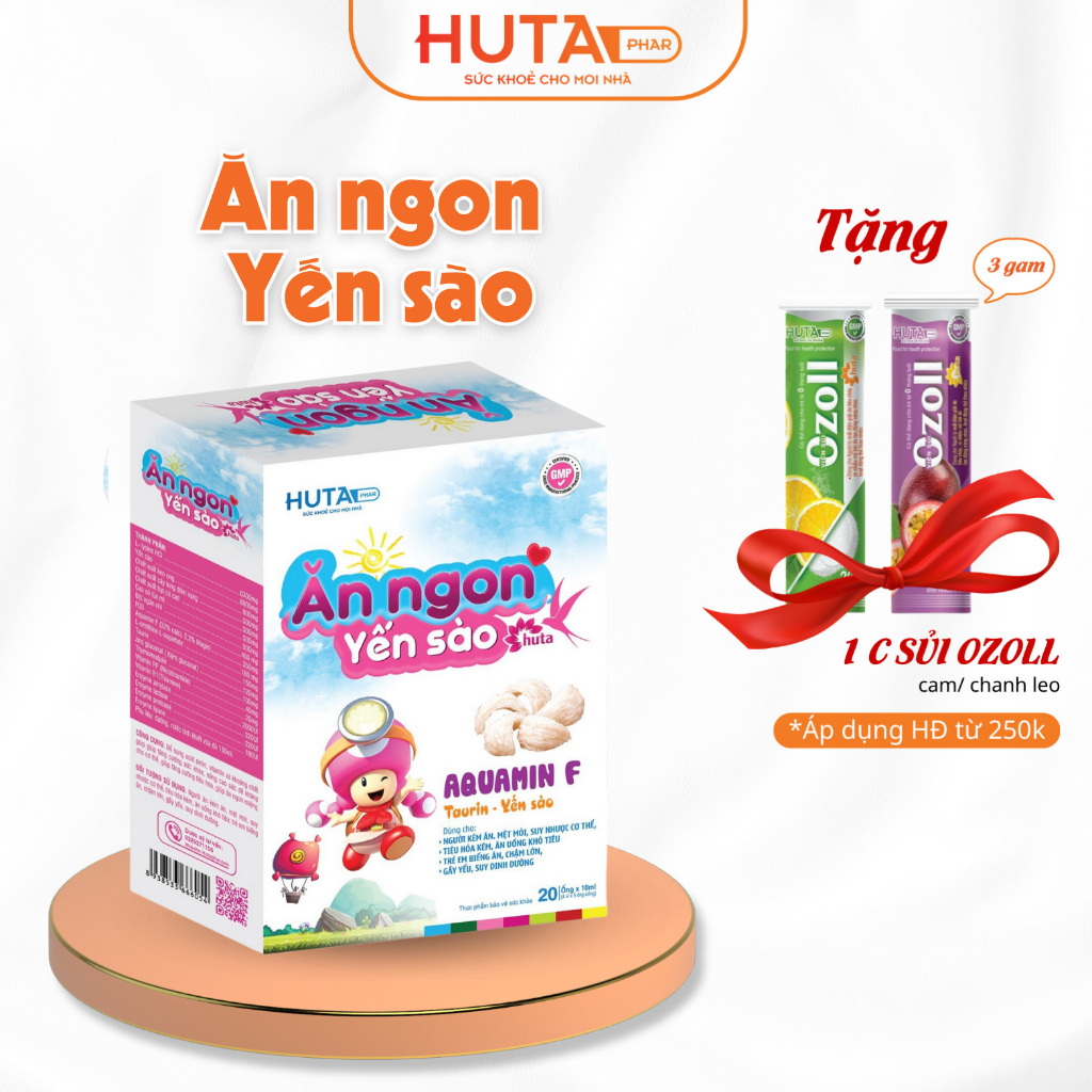 ĂN NGON YẾN SÀO HUTA cho bé biếng ăn - 20 ống*10ml, bổ sung yến sào, enzyme tiêu hóa, l-lysine