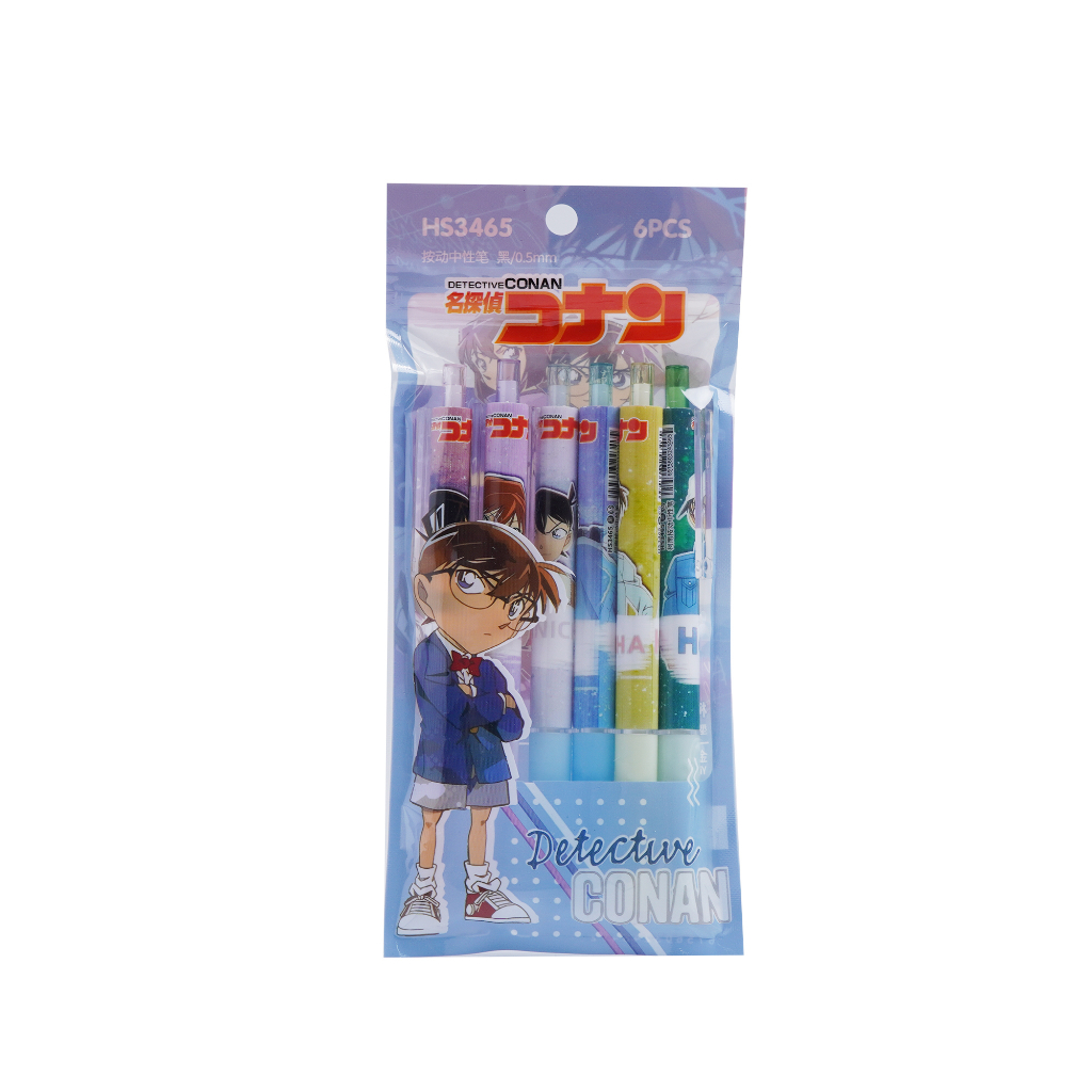 Bút bi gel mực đen GuangBo ngòi 0.5mm, nét trơn, hình in nhân vật trong bộ truyện Detective CONAN HS3465