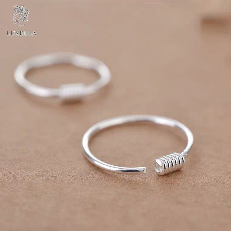 Khuyên tai bạc nữ LUXELLA JEWELRY hình xoắn dạng lò xo cá tính nhiều size Lux051