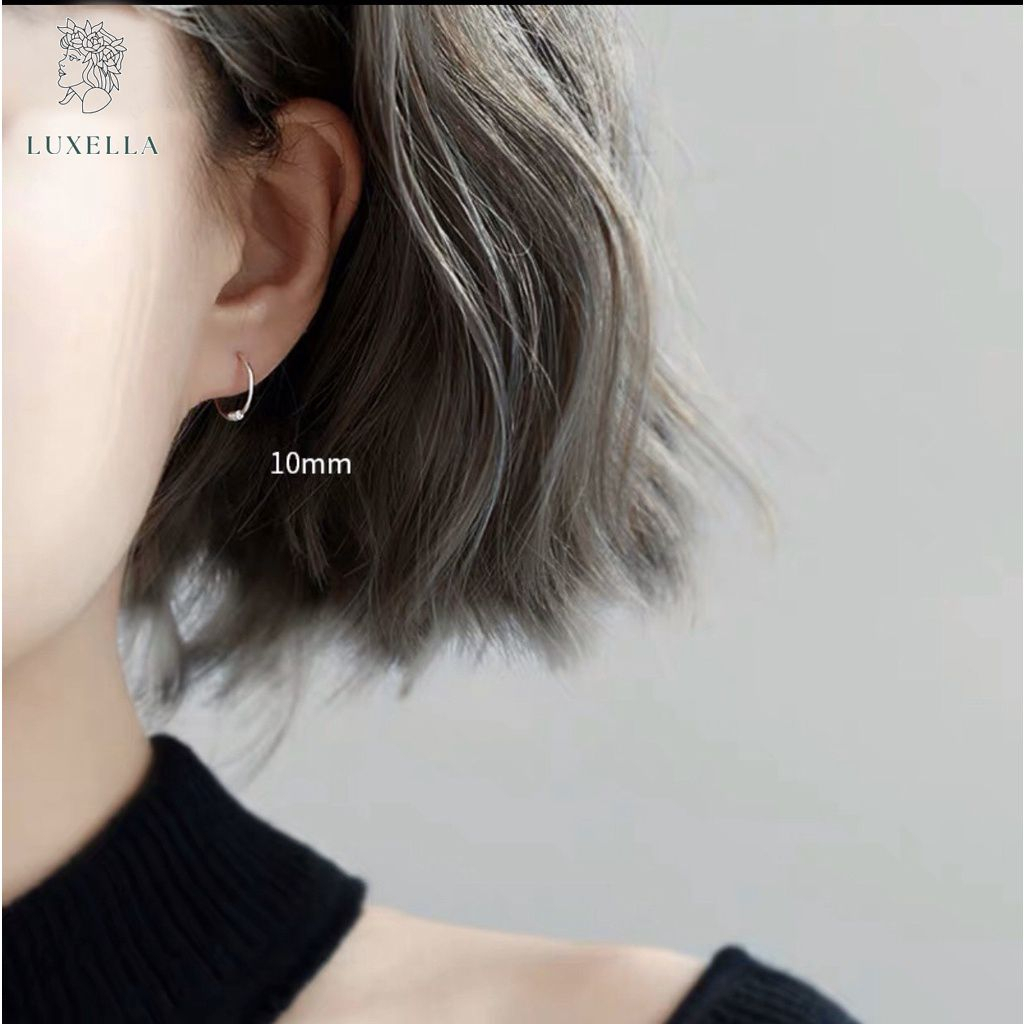 Khuyên tai bạc nữ LUXELLA JEWELRY hình xoắn dạng lò xo cá tính nhiều size Lux051