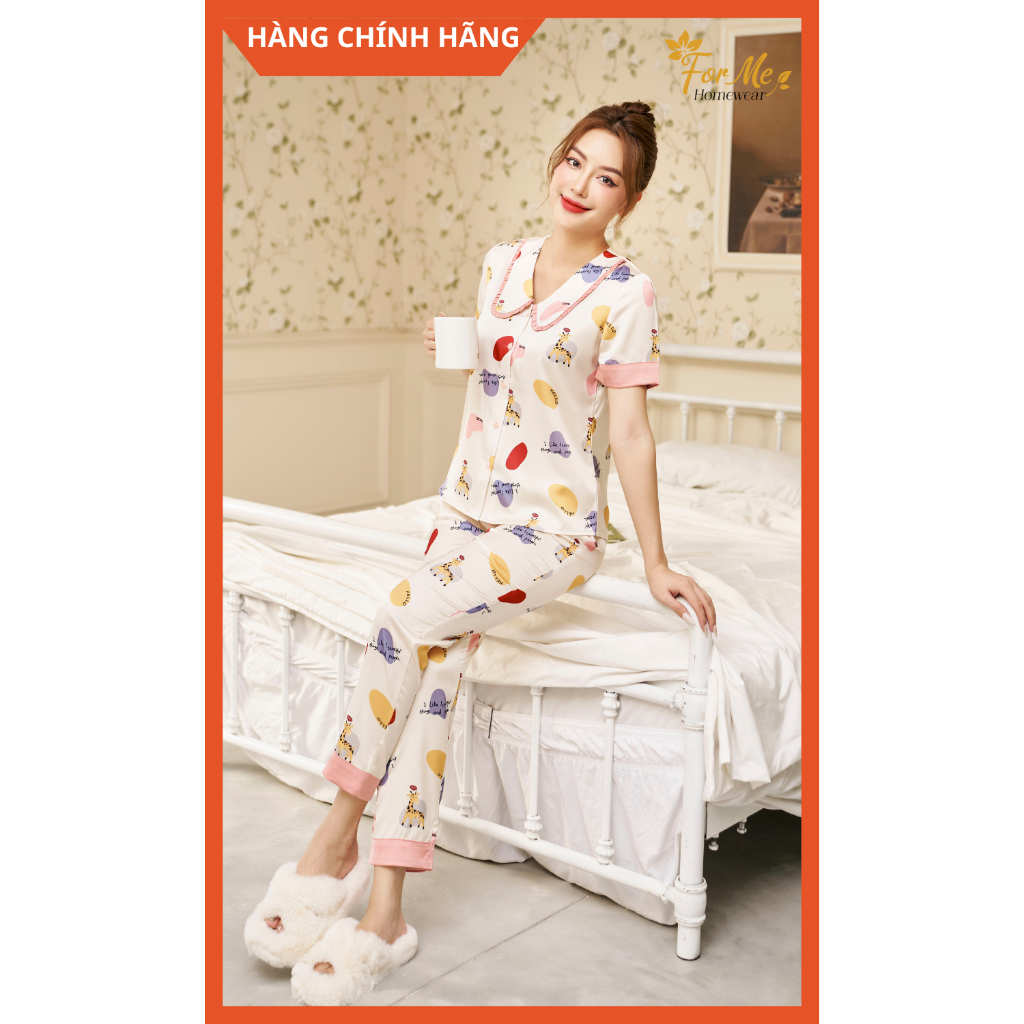 Bộ Lụa Hàn cao cấp Ngắn Tay Quần Dài CON HƯƠU 10, Hàng Chính Hãng ForMe Pijamas