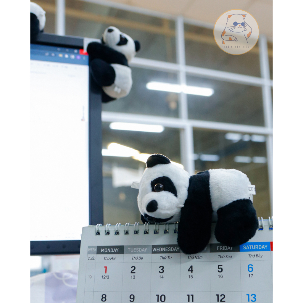 Gấu Trúc Nhồi Bông Mini có kẹp bên trong dùng decor bàn làm việc, góc học tập, làm quà tặng