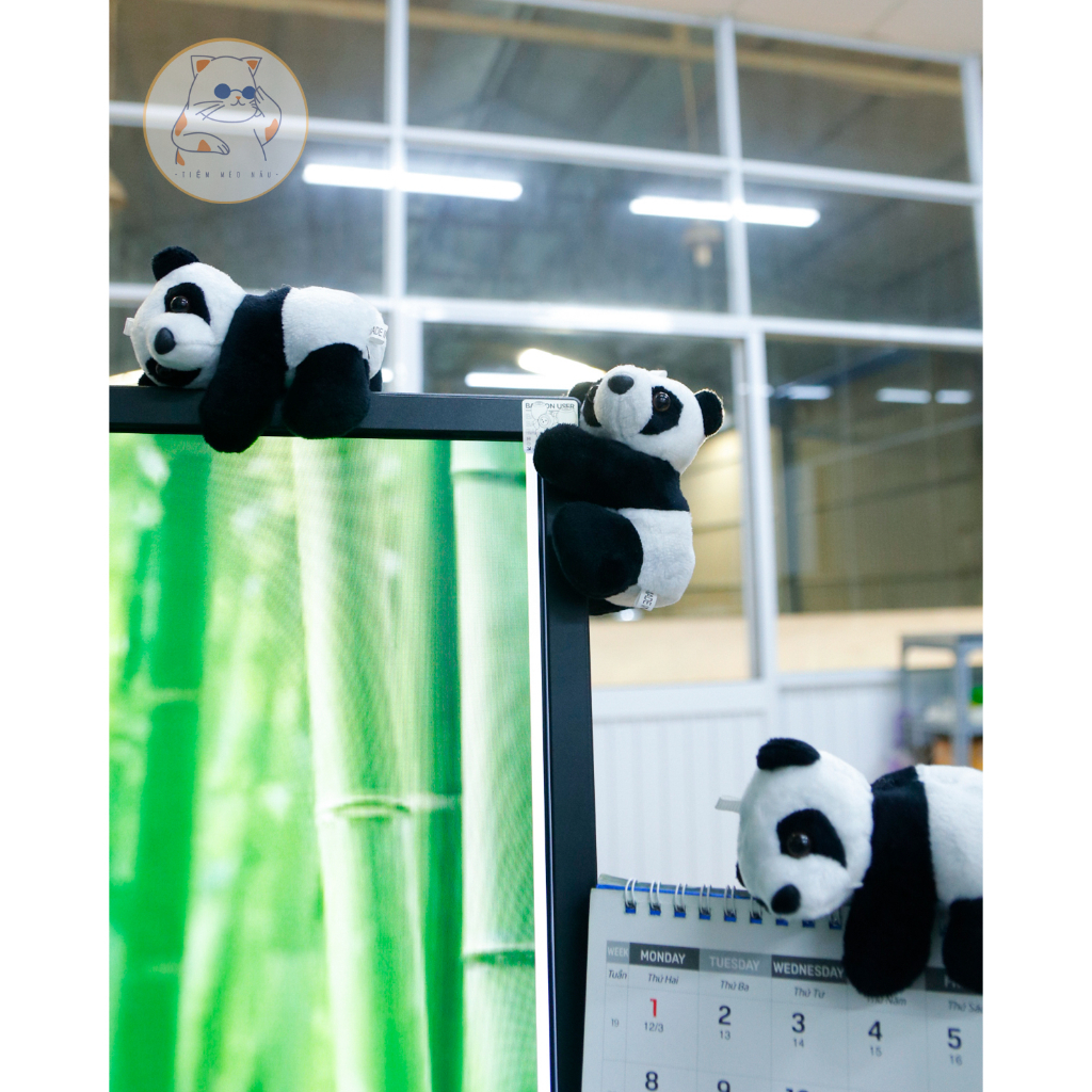 Gấu Trúc Nhồi Bông Mini có kẹp bên trong dùng decor bàn làm việc, góc học tập, làm quà tặng