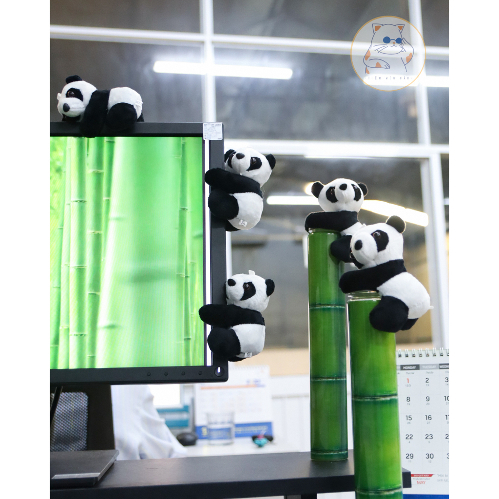 Gấu Trúc Nhồi Bông Mini có kẹp bên trong dùng decor bàn làm việc, góc học tập, làm quà tặng