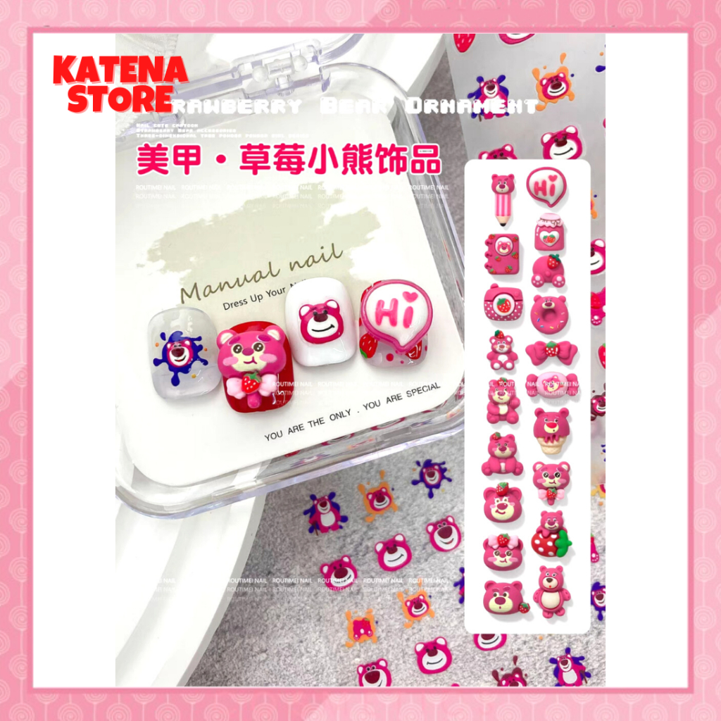 LẺ 1 cái Phụ Kiện Charm Trang Trí Móng Hình Thỏ, Gấu Dâu Lotso, Kuromi, Gấu Nâu Đáng Yêu, Xinh Xắn DIY